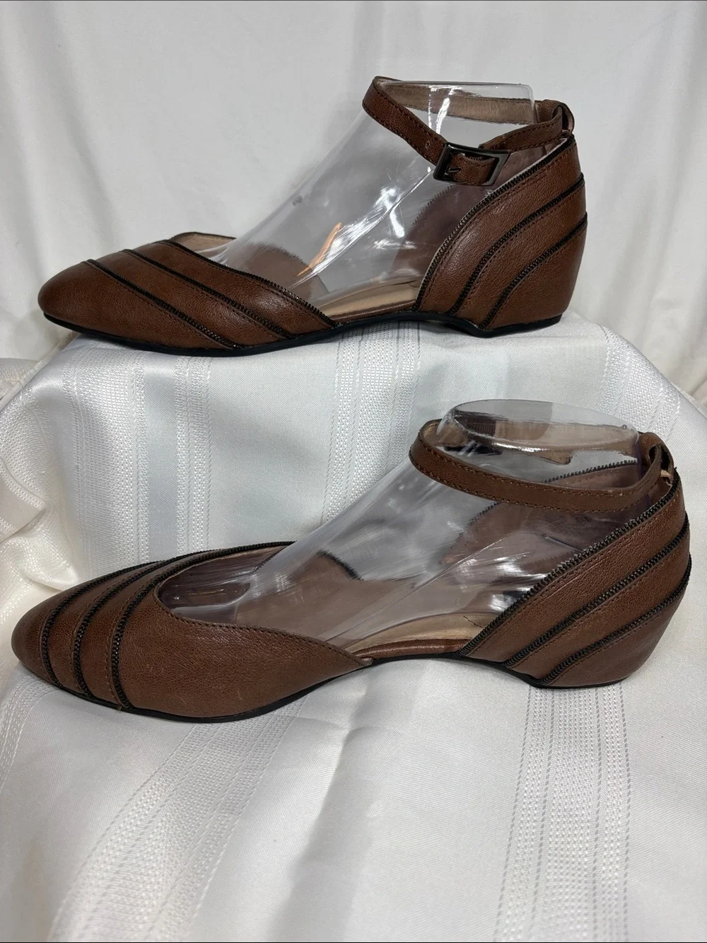 Adam Tucker -Becca Brown Pointed Ankle-Strap Flats - Picture 4 of 11